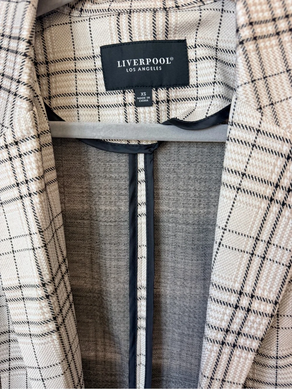 Liverpool Los Angeles Women’s Plaid Blazer Beige Black Size XS